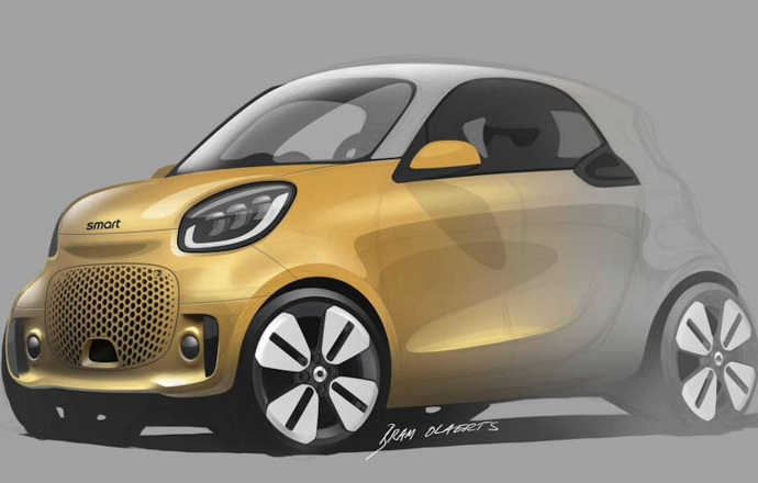 ชมภาพตัวอย่างรถยนต์ไฟฟ้าตัวจิ๋วอัพเดทใหม่ Smart ForTwo ก่อนแสดงตัวจริงในงาน Frankfurt motor show 2019