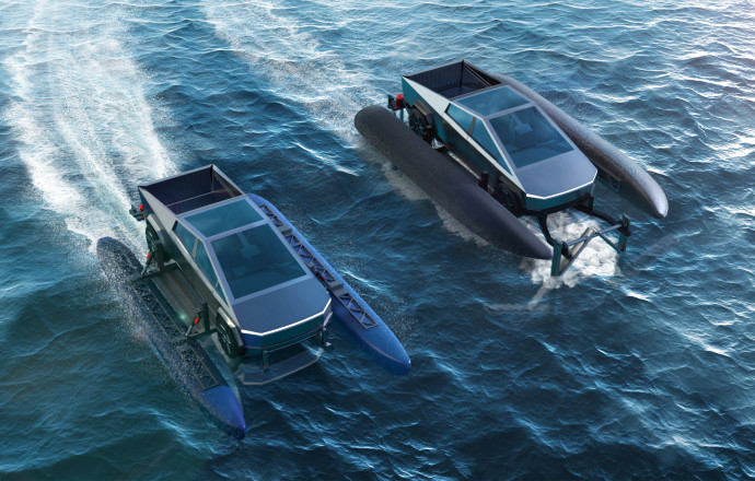 เอาให้สุด...เปิดภาพในจินตนาการแปลงรถไฟฟ้า Tesla Cybertruck ให้กลายเป็นเรือ